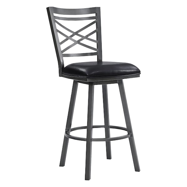 Armen Living Fargo 26" Counter Height Metal Barstool in Mineral Finish with Black Faux Leather LCFA26BAMFBL - main